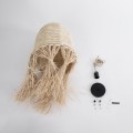 AREMBEPE  Boho Κρεμαστό Φωτιστικό Πλέγμα Μονόφωτο 1 x E27 IP20 Μπεζ Ράφια - Μ34 x Π34 x Υ70cm