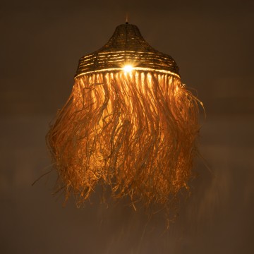 PORTOFERRAIO  Boho Κρεμαστό Φωτιστικό Πλέγμα Μονόφωτο 1 x E27 IP20 Μπεζ Ράφια - Μ50 x Π50 x Υ80cm
