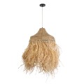 PORTOFERRAIO  Boho Κρεμαστό Φωτιστικό Πλέγμα Μονόφωτο 1 x E27 IP20 Μπεζ Ράφια - Μ50 x Π50 x Υ80cm