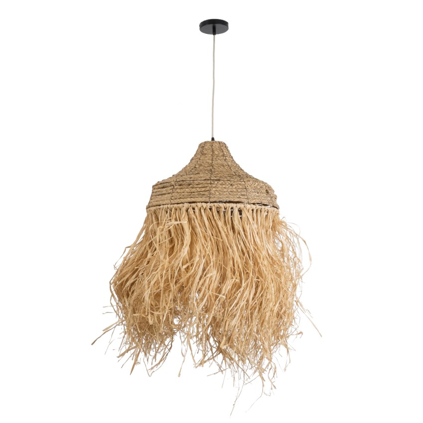 PORTOFERRAIO  Boho Κρεμαστό Φωτιστικό Πλέγμα Μονόφωτο 1 x E27 IP20 Μπεζ Ράφια - Μ50 x Π50 x Υ80cm