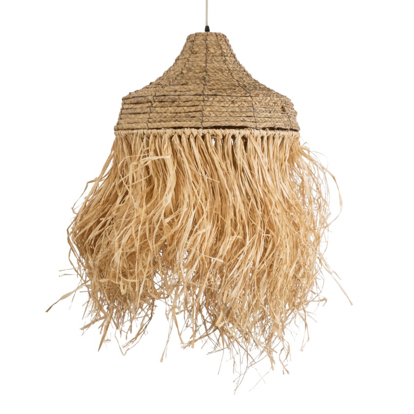 PORTOFERRAIO  Boho Κρεμαστό Φωτιστικό Πλέγμα Μονόφωτο 1 x E27 IP20 Μπεζ Ράφια - Μ50 x Π50 x Υ80cm