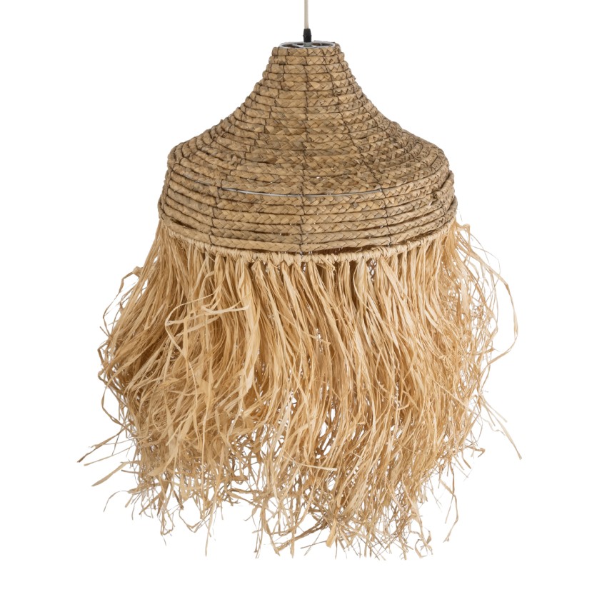PORTOFERRAIO  Boho Κρεμαστό Φωτιστικό Πλέγμα Μονόφωτο 1 x E27 IP20 Μπεζ Ράφια - Μ50 x Π50 x Υ80cm