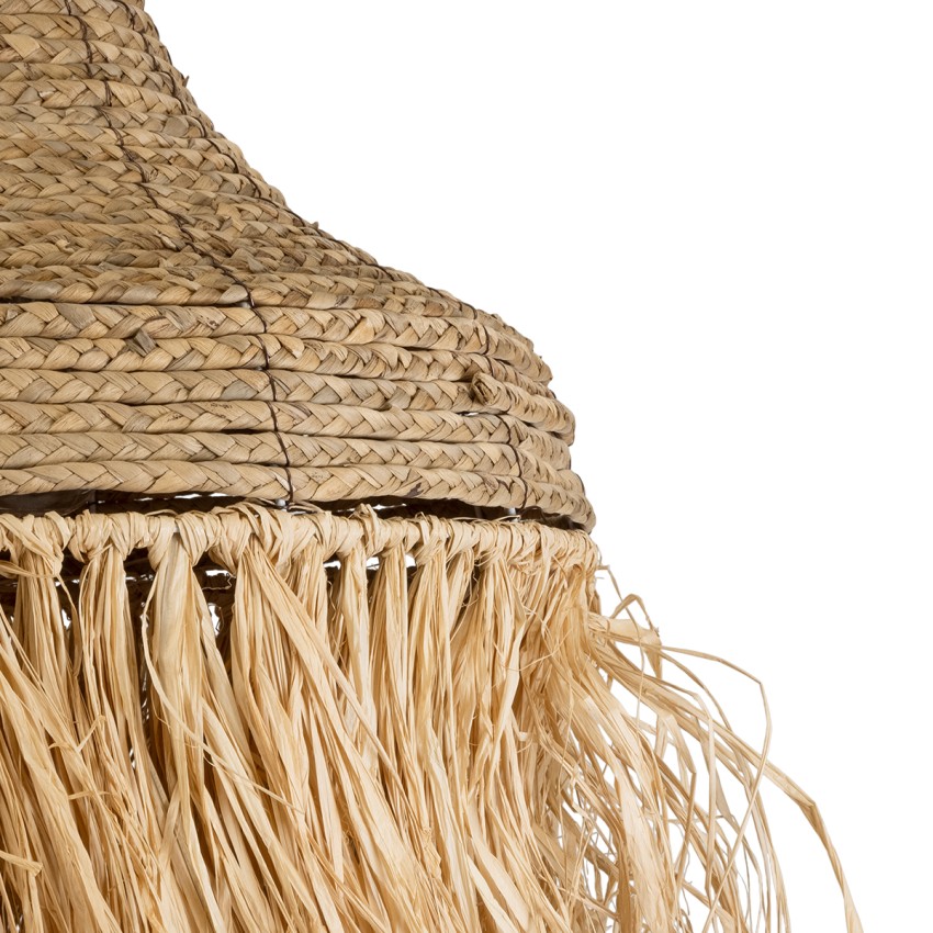 PORTOFERRAIO  Boho Κρεμαστό Φωτιστικό Πλέγμα Μονόφωτο 1 x E27 IP20 Μπεζ Ράφια - Μ50 x Π50 x Υ80cm