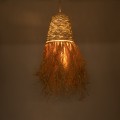 LETA  Boho Κρεμαστό Φωτιστικό Πλέγμα Μονόφωτο 1 x E27 IP20 Μπεζ Ράφια - Μ34 x Π34 x Υ70cm