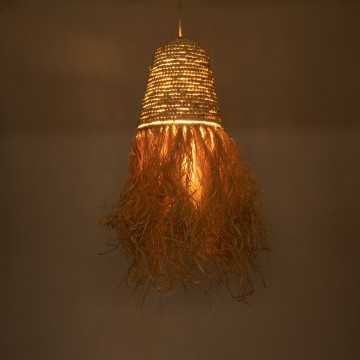 LETA  Boho Κρεμαστό Φωτιστικό Πλέγμα Μονόφωτο 1 x E27 IP20 Μπεζ Ράφια - Μ34 x Π34 x Υ70cm