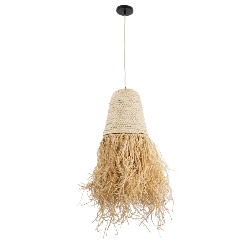 LETA  Boho Κρεμαστό Φωτιστικό Πλέγμα Μονόφωτο 1 x E27 IP20 Μπεζ Ράφια - Μ34 x Π34 x Υ70cm