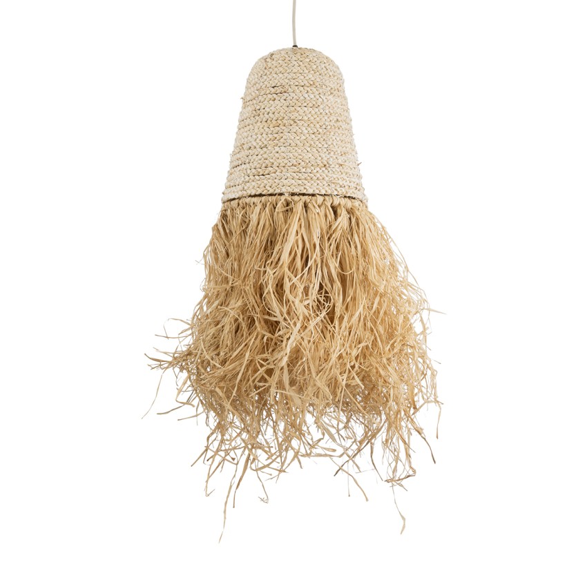 LETA  Boho Κρεμαστό Φωτιστικό Πλέγμα Μονόφωτο 1 x E27 IP20 Μπεζ Ράφια - Μ34 x Π34 x Υ70cm