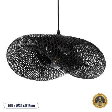 GLOBOSTAR® MEXICO  Boho Κρεμαστό Φωτιστικό Οροφής με Ντουί 1 x E27 AC 220-240V IP20 - Μαύρο - Μ65 x Π45 x Υ18cm GLOBOSTAR® MEXICO  Boho Κρεμαστό Φωτιστικό Οροφής με Ντουί 1 x E27 AC 220-240V IP20 - Μαύρο - Μ65 x Π45 x Υ18cm