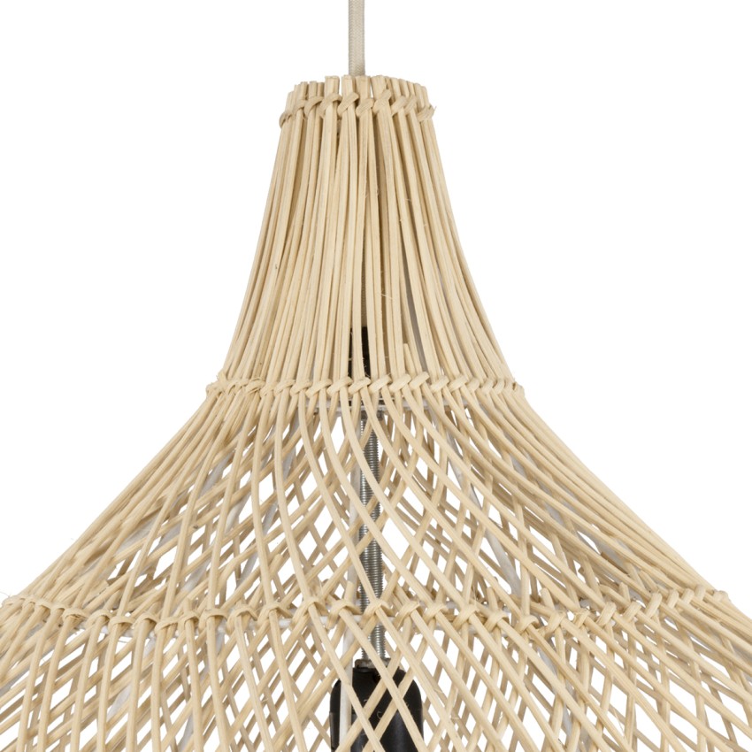 ADEJE  Boho Κρεμαστό Φωτιστικό Πλέγμα Μονόφωτο 1 x E27 IP20 Μπεζ Ξύλο - Μ60 x Π60 x Υ60cm