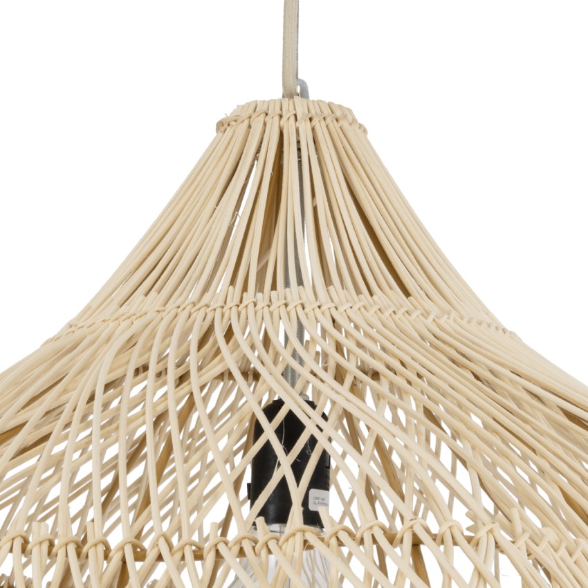 ADEJE  Boho Κρεμαστό Φωτιστικό Πλέγμα Μονόφωτο 1 x E27 IP20 Μπεζ Ξύλο - Μ80 x Π80 x Υ55cm