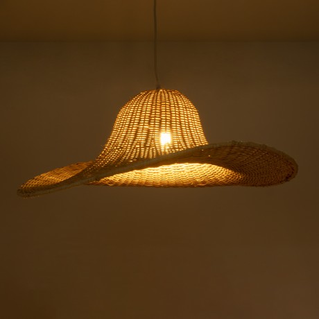 ESPARGOS  Boho Κρεμαστό Φωτιστικό Πλέγμα Μονόφωτο 1 x E27 IP20 Μπεζ Ξύλο - Μ70 x Π70 x Υ35cm