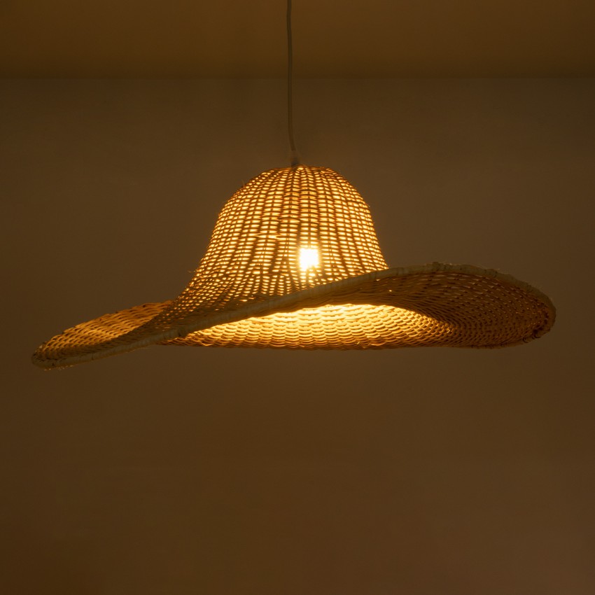ESPARGOS  Boho Κρεμαστό Φωτιστικό Πλέγμα Μονόφωτο 1 x E27 IP20 Μπεζ Ξύλο - Μ70 x Π70 x Υ35cm