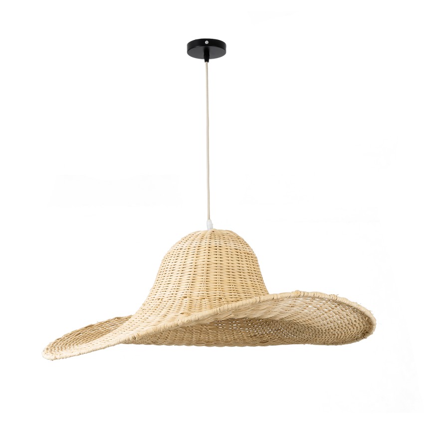 ESPARGOS  Boho Κρεμαστό Φωτιστικό Πλέγμα Μονόφωτο 1 x E27 IP20 Μπεζ Ξύλο - Μ70 x Π70 x Υ35cm