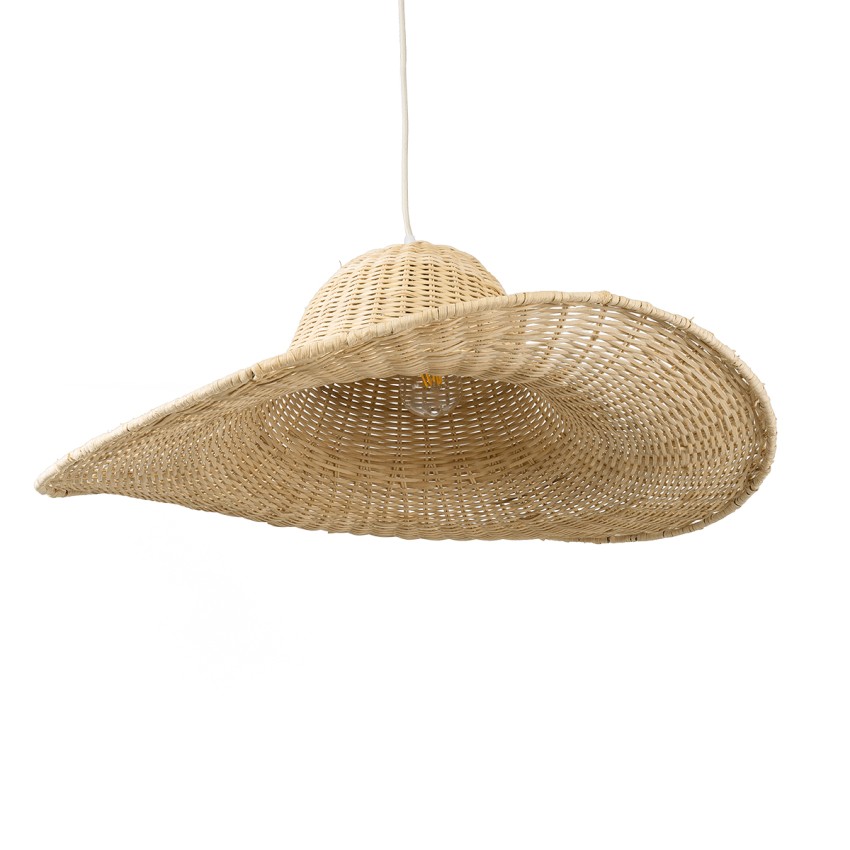 ESPARGOS  Boho Κρεμαστό Φωτιστικό Πλέγμα Μονόφωτο 1 x E27 IP20 Μπεζ Ξύλο - Μ70 x Π70 x Υ35cm