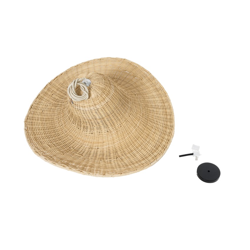 ESPARGOS  Boho Κρεμαστό Φωτιστικό Πλέγμα Μονόφωτο 1 x E27 IP20 Μπεζ Ξύλο - Μ70 x Π70 x Υ35cm