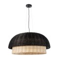CORSICA  Boho Κρεμαστό Φωτιστικό Καμπάνα Μονόφωτο 1 x E27 IP20 Μαύρο & Μπεζ Ξύλο - Μ70 x Π70 x Υ35cm