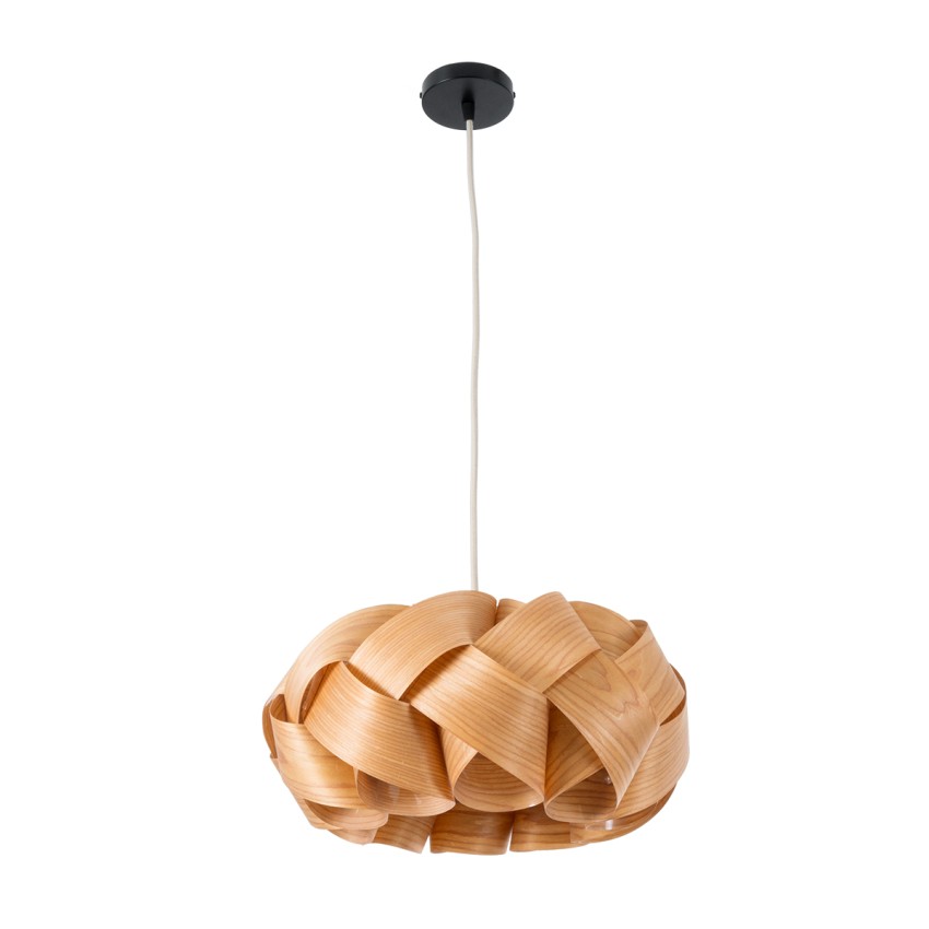 SARDIGNA  Boho Κρεμαστό Φωτιστικό Πλέγμα Μονόφωτο 1 x E27 IP20 Καφέ Ξύλο - Μ40 x Π40 x Υ20cm