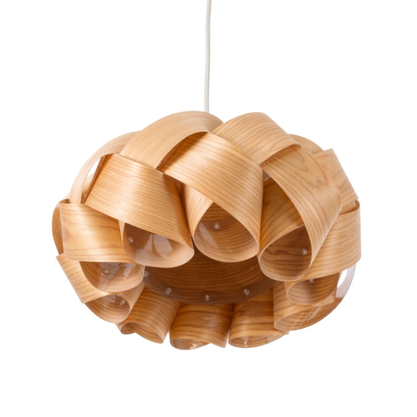 SARDIGNA  Boho Κρεμαστό Φωτιστικό Πλέγμα Μονόφωτο 1 x E27 IP20 Καφέ Ξύλο - Μ40 x Π40 x Υ20cm