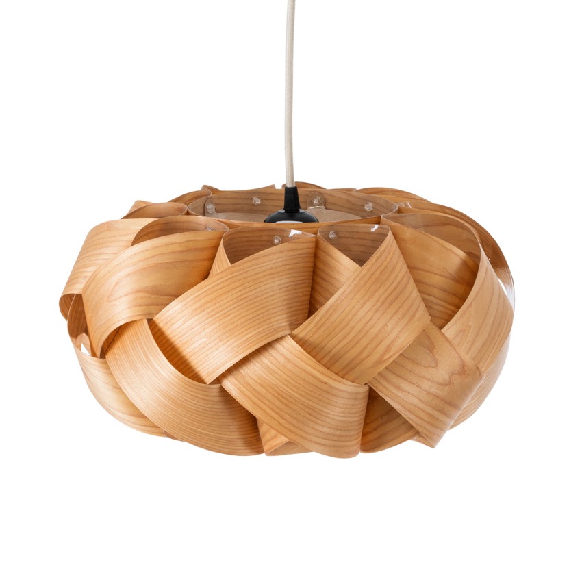 SARDIGNA  Boho Κρεμαστό Φωτιστικό Πλέγμα Μονόφωτο 1 x E27 IP20 Καφέ Ξύλο - Μ40 x Π40 x Υ20cm