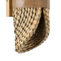 GUAVA  Boho Επιτοίχιο Φωτιστικό Απλίκα Δίφωτο 2 x G9 IP20 Μπεζ Ξύλο με Μπεζ Δέρμα - Μ11 x Π13 x Υ30cm