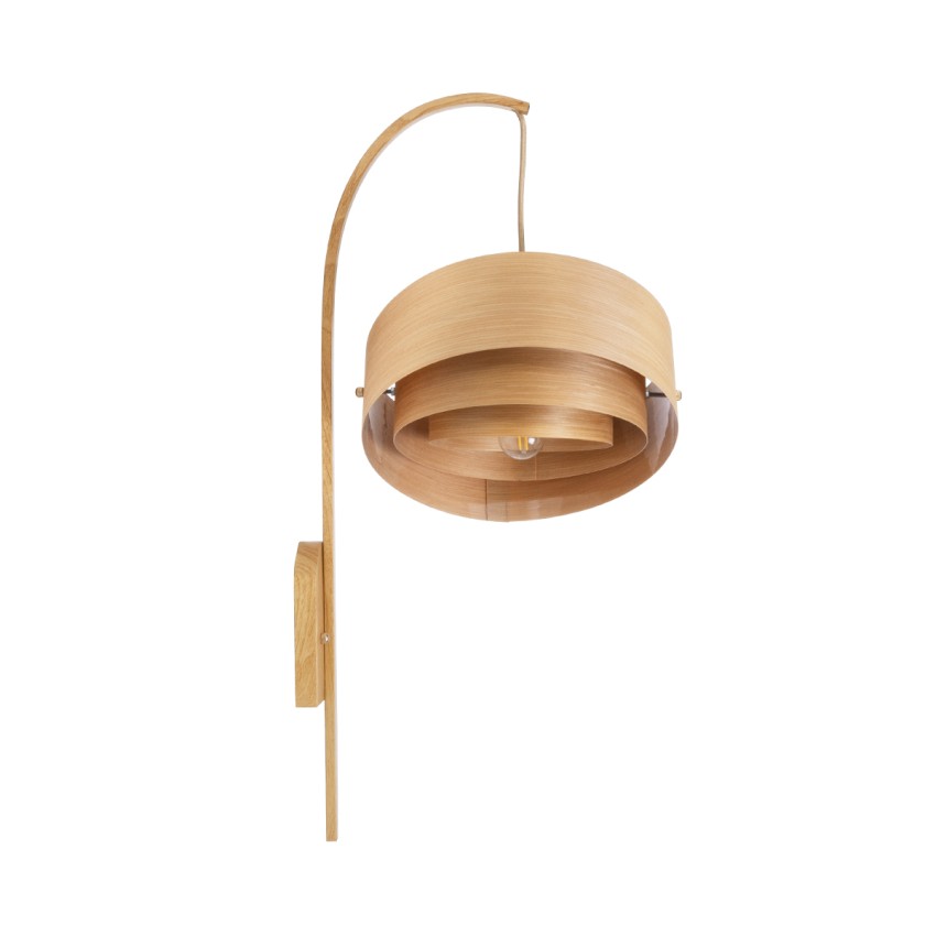 KALAMA  Boho Επιτοίχιο Φωτιστικό Απλίκα Μονόφωτο 1 x E27 IP20 Μπεζ Ξύλο - Μ30 x Π40 x Υ70cm