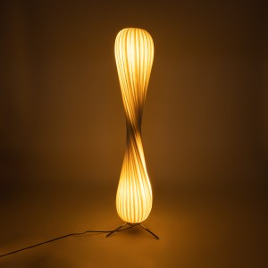 PRAIA  Μοντέρνο Επιδαπέδιο Φωτιστικό Δίφωτο 2 x E27 IP20 Μπεζ Ξύλο - Μ25 x Π25 x Υ145cm