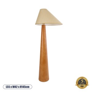 Μοντέρνο Επιδαπέδιο Φωτιστικό Μονόφωτο 1 x E27 IP20 Καφέ Ξύλο με Μπεζ Ύφασμα - Μ55 x Π42 x Υ145cm