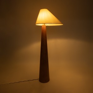 Μοντέρνο Επιδαπέδιο Φωτιστικό Μονόφωτο 1 x E27 IP20 Καφέ Ξύλο με Μπεζ Ύφασμα - Μ55 x Π42 x Υ145cm