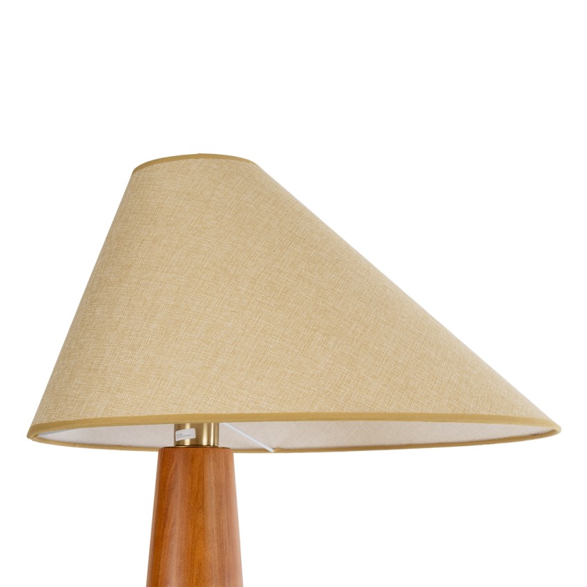 Μοντέρνο Επιδαπέδιο Φωτιστικό Μονόφωτο 1 x E27 IP20 Καφέ Ξύλο με Μπεζ Ύφασμα - Μ55 x Π42 x Υ145cm