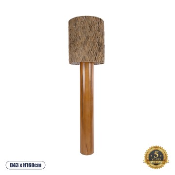 Μοντέρνο Επιδαπέδιο Φωτιστικό Μονόφωτο 1 x E27 IP20 Καφέ Ξύλο - Μ43 x Π43 x Υ160cm