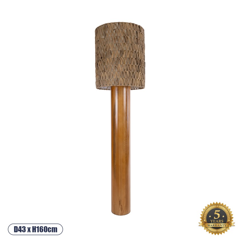 Μοντέρνο Επιδαπέδιο Φωτιστικό Μονόφωτο 1 x E27 IP20 Καφέ Ξύλο - Μ43 x Π43 x Υ160cm