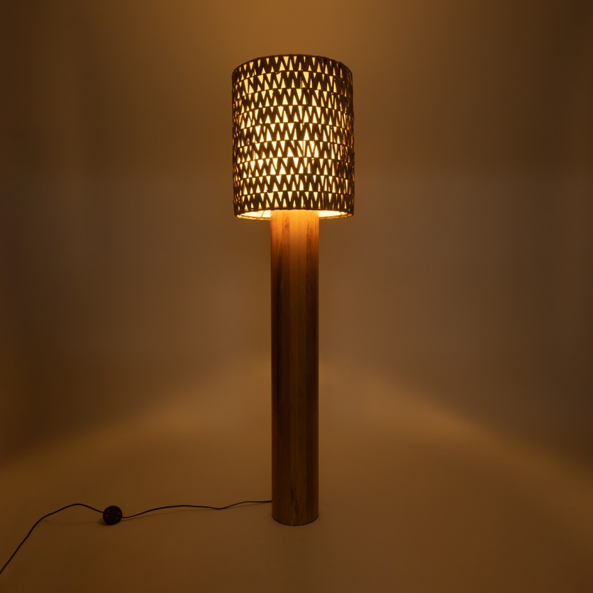 Μοντέρνο Επιδαπέδιο Φωτιστικό Μονόφωτο 1 x E27 IP20 Καφέ Ξύλο - Μ43 x Π43 x Υ160cm