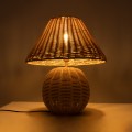 PERU  Boho Επιτραπέζιο Φωτιστικό Μονόφωτο 1 x E27 AC220-240V IP20 - Φ40 x Υ45cm - Μπεζ Ξύλινο Καμπάνα