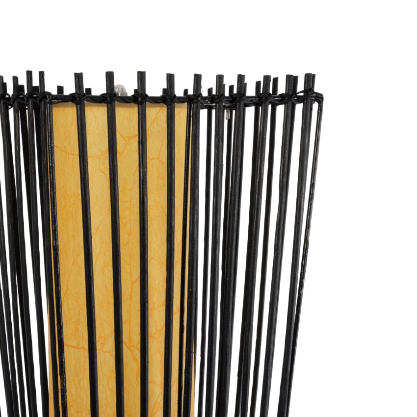 PALMA  Boho Επιδαπέδιο Φωτιστικό Δίφωτο 2 x E27 IP20 Μαύρο Ξύλο με Μπεζ Ύφασμα - Μ25 x Π25 x Υ140cm