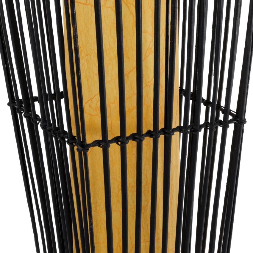 PALMA  Boho Επιδαπέδιο Φωτιστικό Δίφωτο 2 x E27 IP20 Μαύρο Ξύλο με Μπεζ Ύφασμα - Μ25 x Π25 x Υ140cm