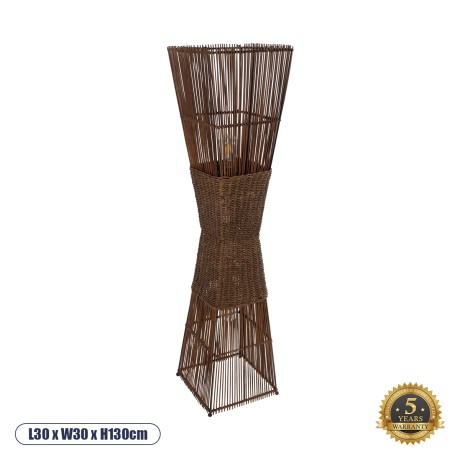 PALMA  Boho Επιδαπέδιο Φωτιστικό Δίφωτο 2 x E27 IP20 Καφέ Ξύλο - Μ30 x Π30 x Υ130cm
