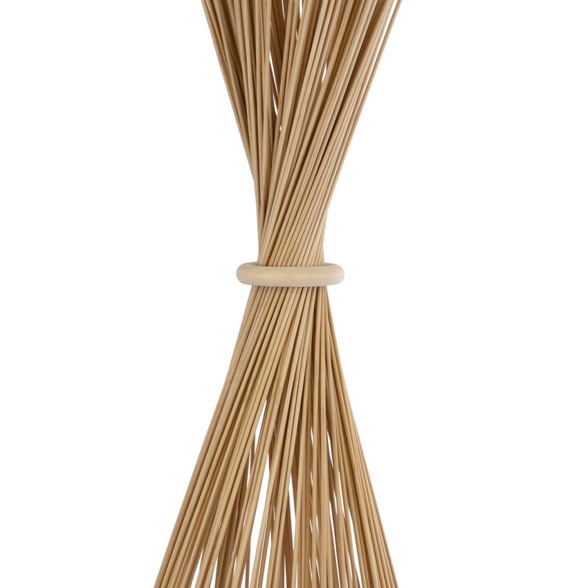 PORTONOVO  Boho Επιδαπέδιο Φωτιστικό Μονόφωτο 1 x E27 IP20 Μπεζ Ξύλο με Λευκό Ύφασμα - Μ35 x Π35 x Υ165cm