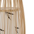 PORTONOVO  Boho Επιδαπέδιο Φωτιστικό Μονόφωτο 1 x E27 IP20 Μπεζ Ξύλο με Λευκό Ύφασμα - Μ35 x Π35 x Υ165cm