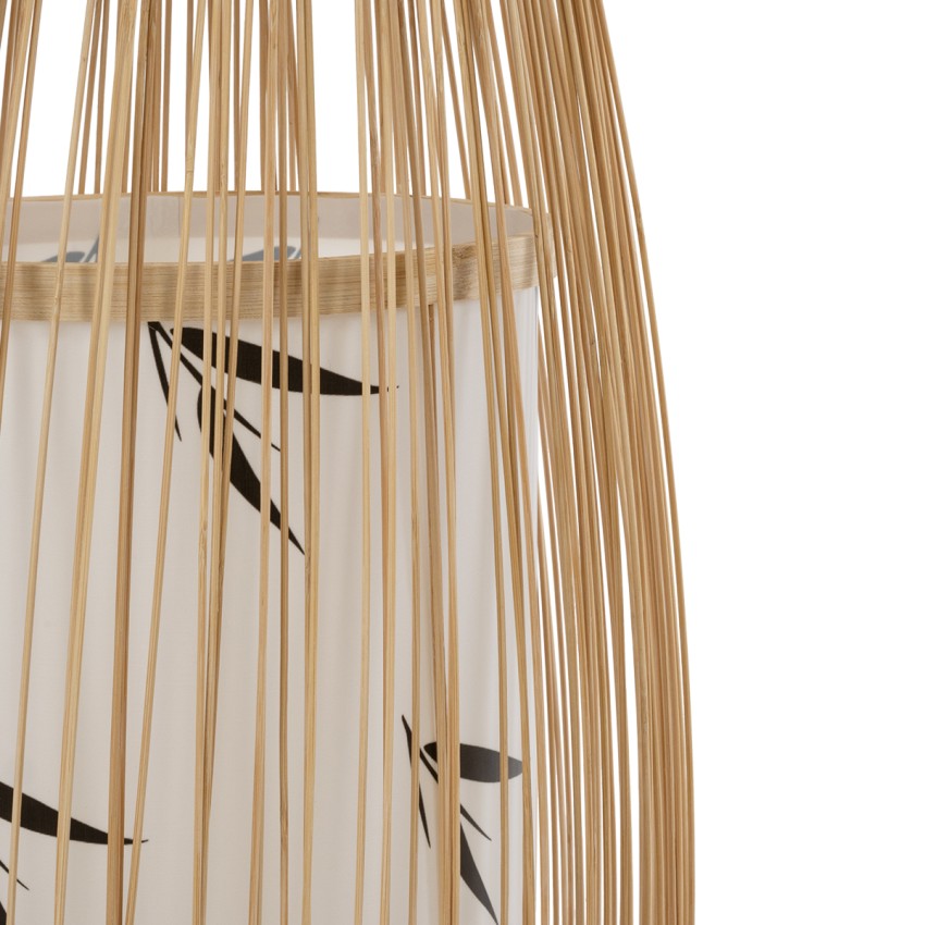 PORTONOVO  Boho Επιδαπέδιο Φωτιστικό Μονόφωτο 1 x E27 IP20 Μπεζ Ξύλο με Λευκό Ύφασμα - Μ35 x Π35 x Υ165cm