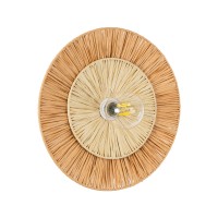 COLOMBO  Boho Επιτοίχιο Φωτιστικό Απλίκα Μονόφωτο 1 x E27 IP20 Μπεζ Ράφια - Μ40 x Π40 x Υ9cm