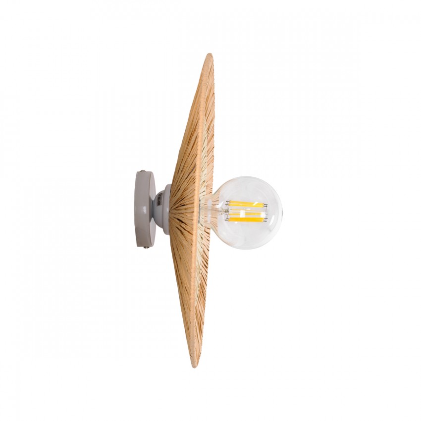 COLOMBO  Boho Επιτοίχιο Φωτιστικό Απλίκα Μονόφωτο 1 x E27 IP20 Μπεζ Ράφια - Μ40 x Π40 x Υ9cm