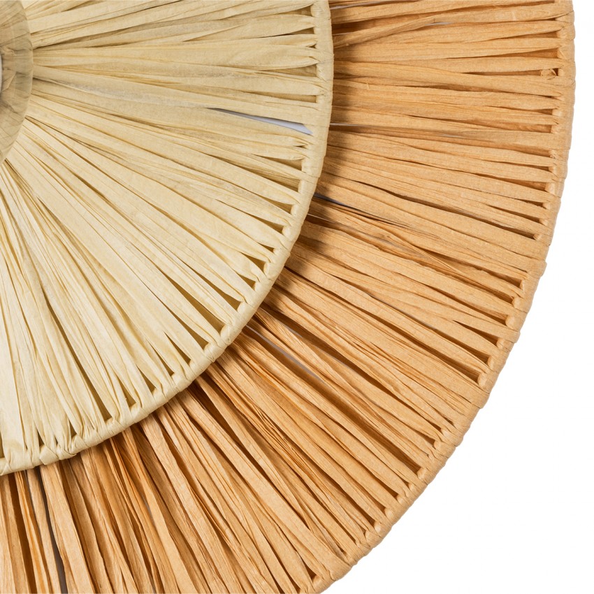 COLOMBO  Boho Επιτοίχιο Φωτιστικό Απλίκα Μονόφωτο 1 x E27 IP20 Μπεζ Ράφια - Μ40 x Π40 x Υ9cm