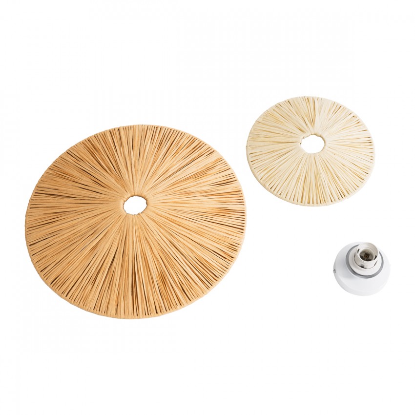 COLOMBO  Boho Επιτοίχιο Φωτιστικό Απλίκα Μονόφωτο 1 x E27 IP20 Μπεζ Ράφια - Μ40 x Π40 x Υ9cm