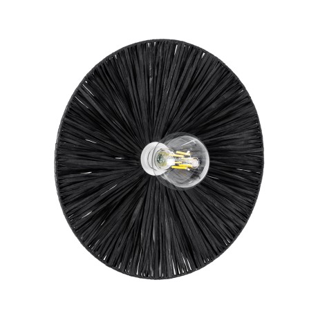 COLOMBO  Boho Επιτοίχιο Φωτιστικό Απλίκα Μονόφωτο 1 x E27 IP20 Μαύρη Ράφια - Μ40 x Π40 x Υ9cm