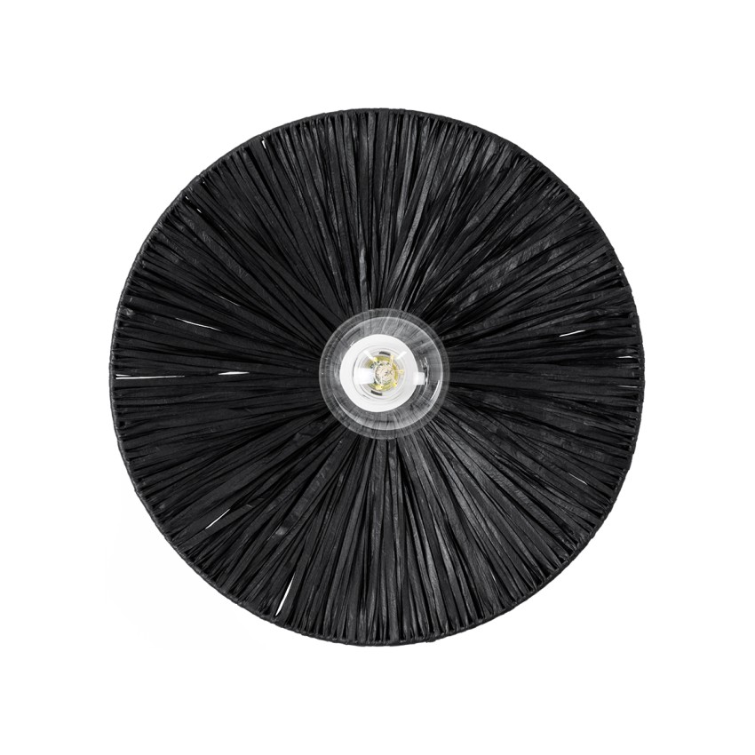 COLOMBO  Boho Επιτοίχιο Φωτιστικό Απλίκα Μονόφωτο 1 x E27 IP20 Μαύρη Ράφια - Μ40 x Π40 x Υ9cm