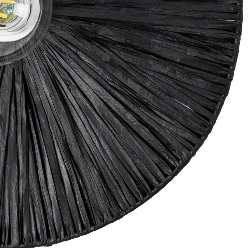 COLOMBO  Boho Επιτοίχιο Φωτιστικό Απλίκα Μονόφωτο 1 x E27 IP20 Μαύρη Ράφια - Μ40 x Π40 x Υ9cm