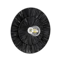 COLOMBO  Boho Επιτοίχιο Φωτιστικό Απλίκα Μονόφωτο 1 x E27 IP20 Μαύρη Ράφια - Μ40 x Π40 x Υ9cm