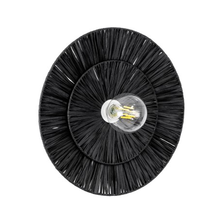 COLOMBO  Boho Επιτοίχιο Φωτιστικό Απλίκα Μονόφωτο 1 x E27 IP20 Μαύρη Ράφια - Μ40 x Π40 x Υ9cm