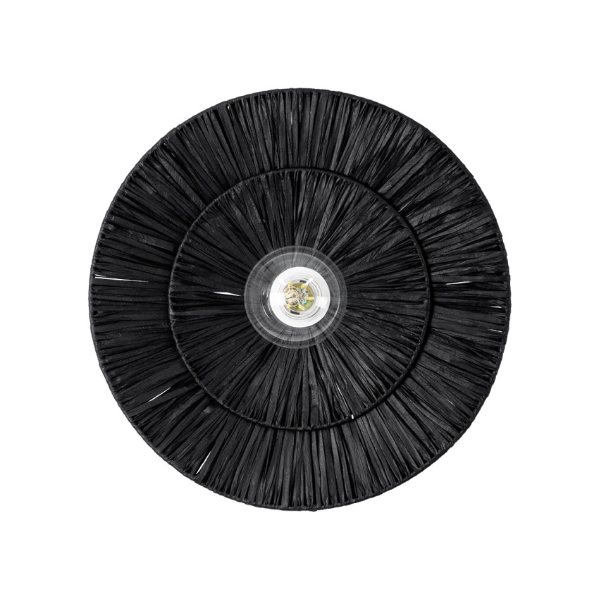 COLOMBO  Boho Επιτοίχιο Φωτιστικό Απλίκα Μονόφωτο 1 x E27 IP20 Μαύρη Ράφια - Μ40 x Π40 x Υ9cm