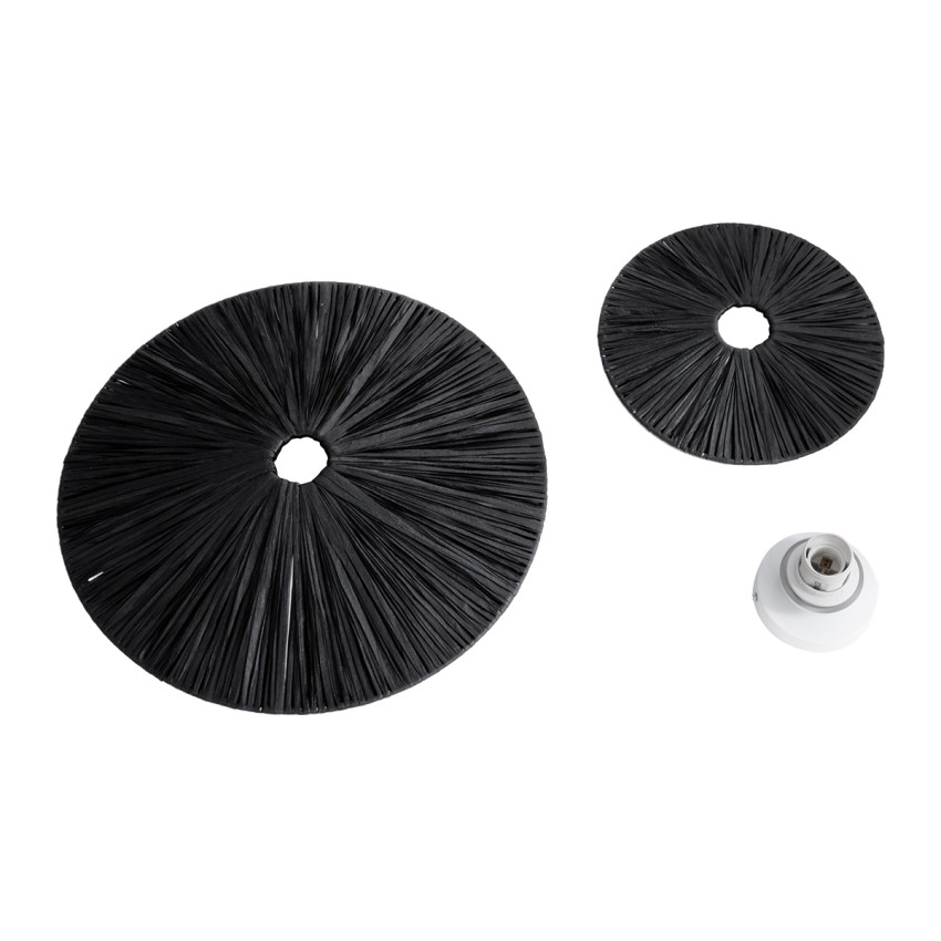 COLOMBO  Boho Επιτοίχιο Φωτιστικό Απλίκα Μονόφωτο 1 x E27 IP20 Μαύρη Ράφια - Μ40 x Π40 x Υ9cm